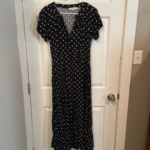 LOFT black geo pattern maxi dress